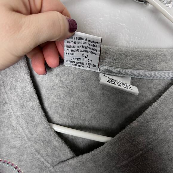 VTG Looney Tunes Penelope Pussycat Gray Fleece V Neck Sweatshirt Women XL - Picture 4 of 7